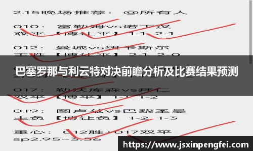 巴塞罗那与利云特对决前瞻分析及比赛结果预测