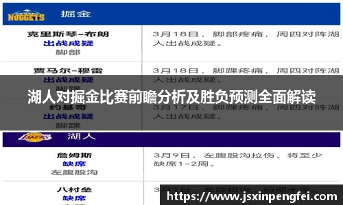 湖人对掘金比赛前瞻分析及胜负预测全面解读